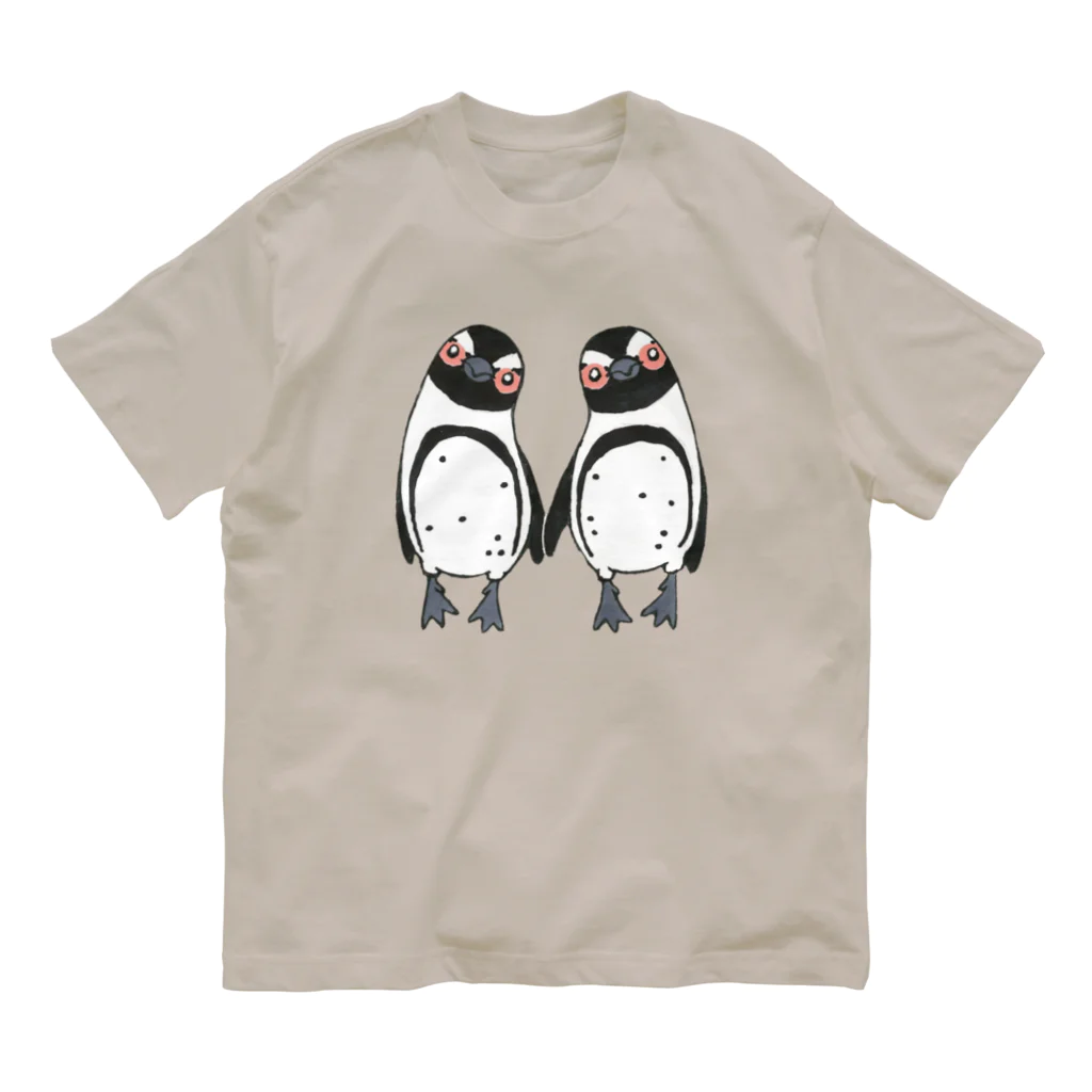 penguininkoの手繋ぎケープペンギンのカップル🐧❤️🐧 オーガニックコットンTシャツ