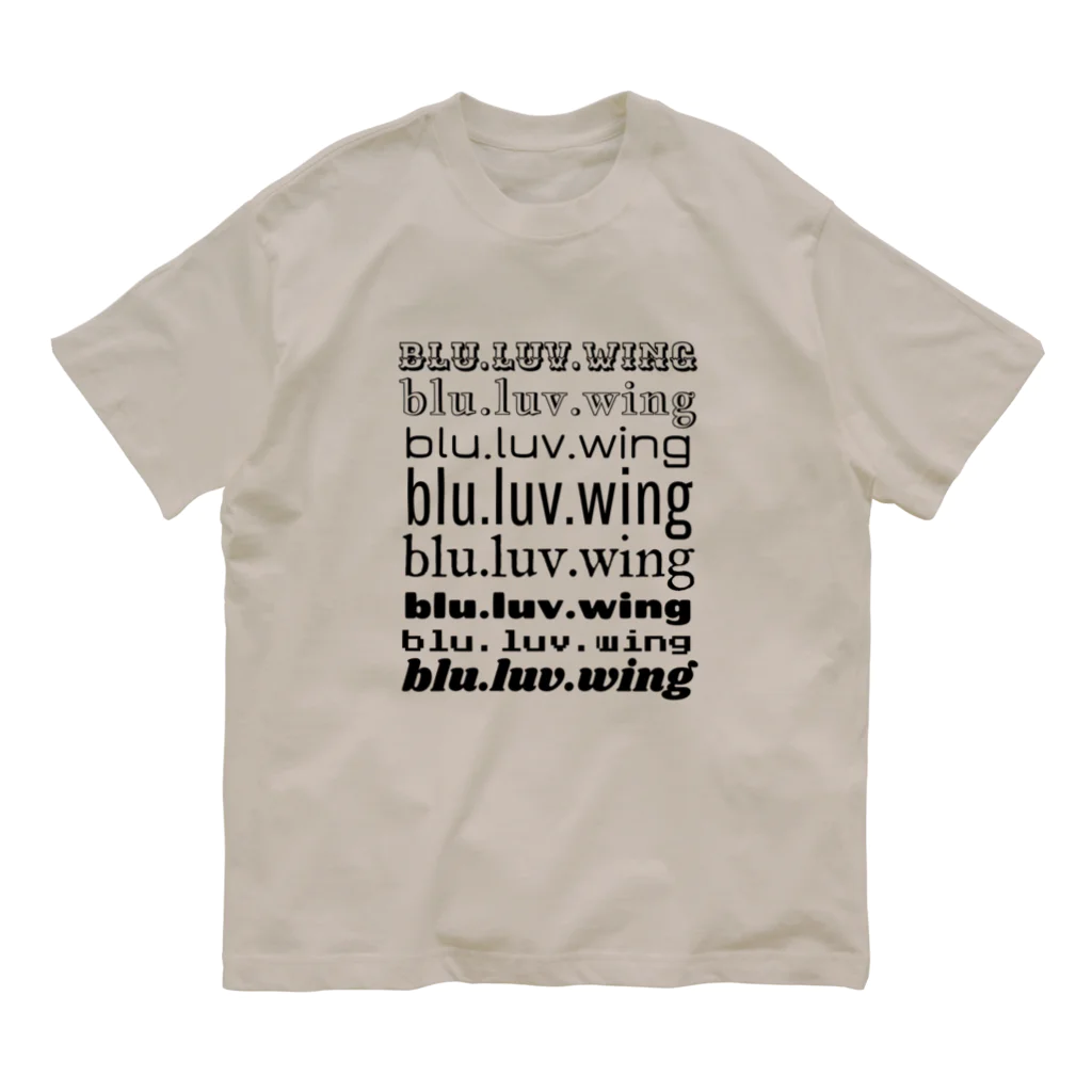 BLUWINGsのblu.luv.wing 黒文字 Organic Cotton T-Shirt