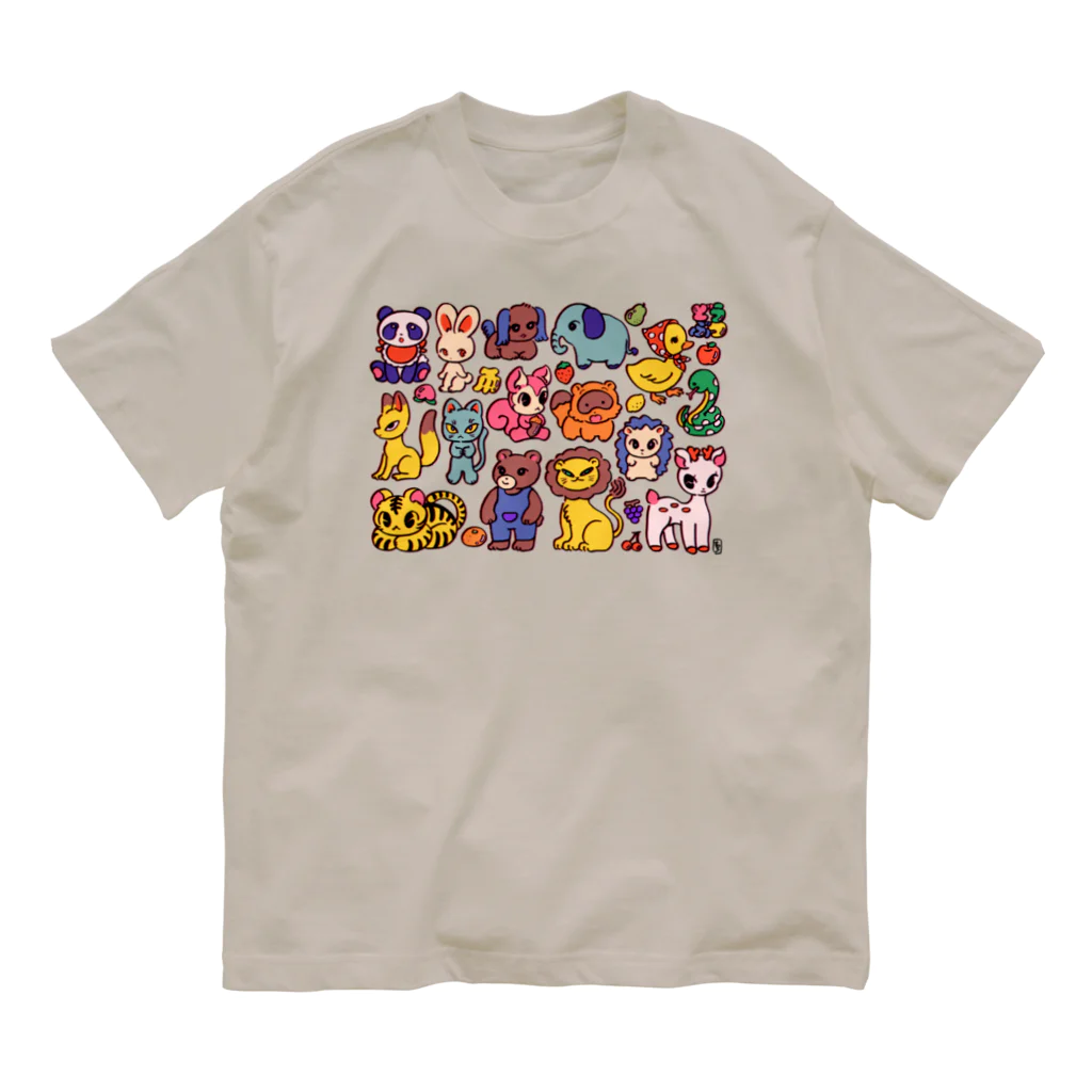 中村杏子のデフォルメどうぶつ オーガニックコットンTシャツ