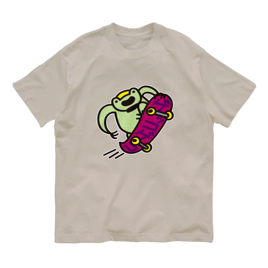 ただとま屋の陽気なカエルの攻めたスケボー Organic Cotton T-Shirt
