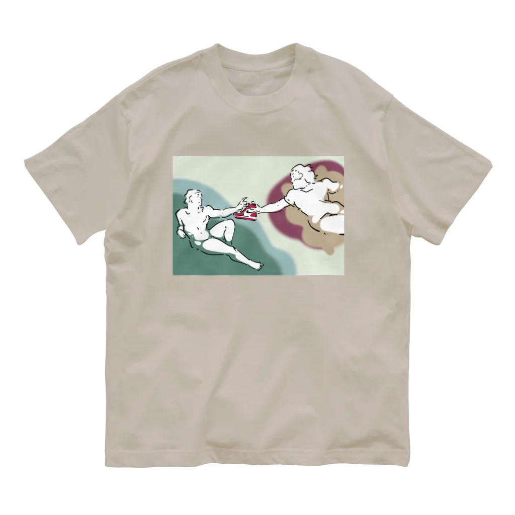 山形屋米店のアダムの創造SNKRS Organic Cotton T-Shirt