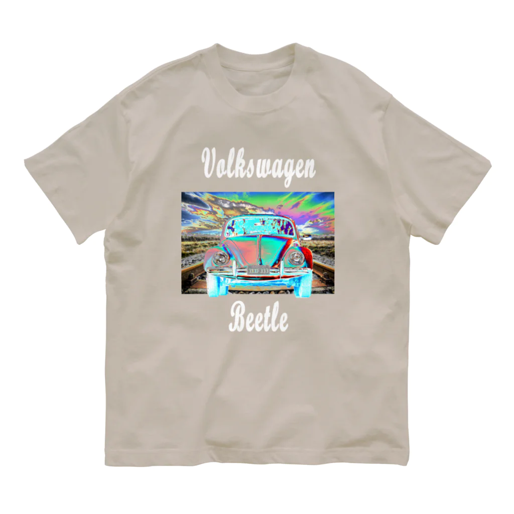 PALA's SHOP　cool、シュール、古風、和風、のVolkswagen Beetle オーガニックコットンTシャツ