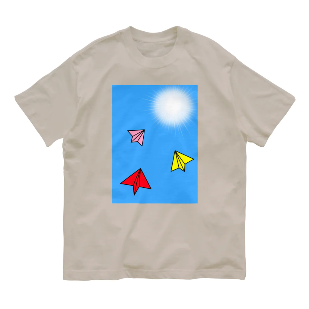 日々好日屋2号店の太陽へ翔べ、紙飛行機！ Organic Cotton T-Shirt