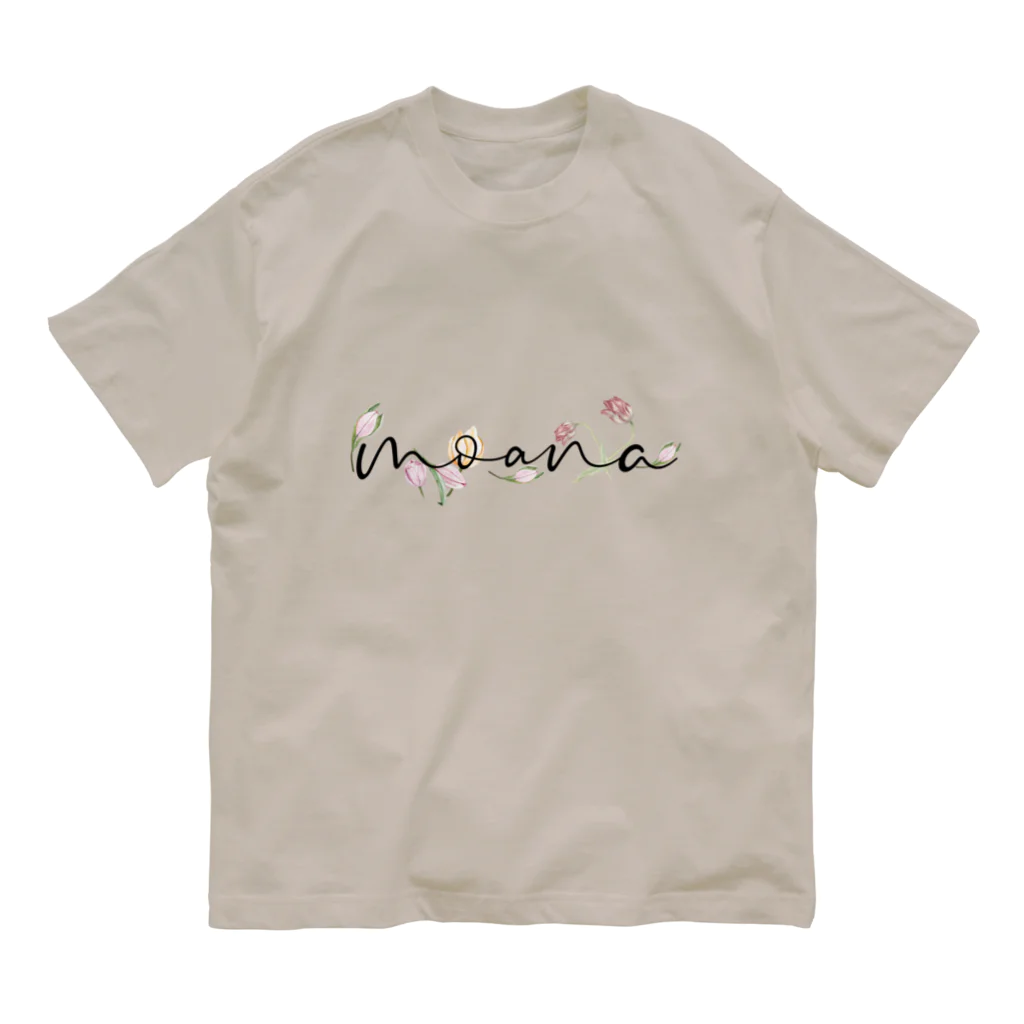 moanaのmoanaと花 オーガニックコットンTシャツ