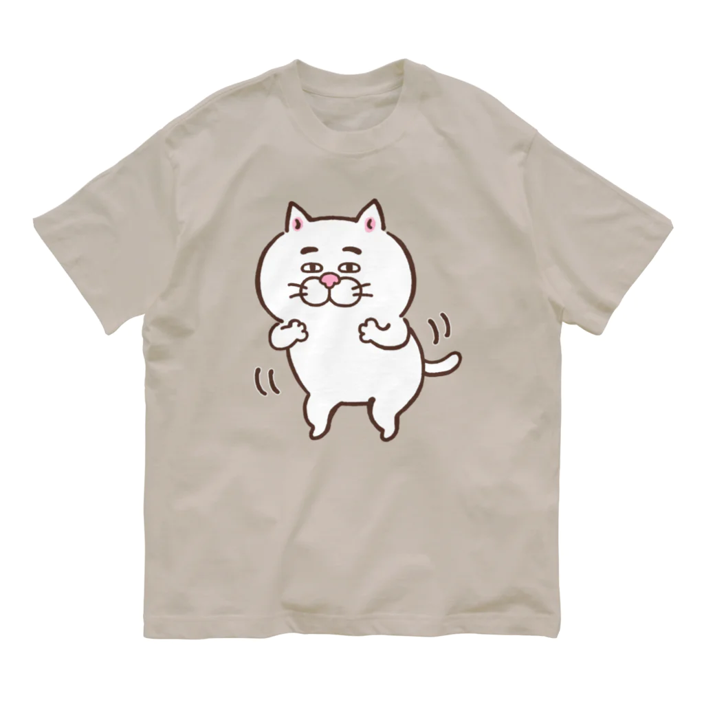 目つきの悪い猫＠いけやけいの踊るにゃんこ オーガニックコットンTシャツ