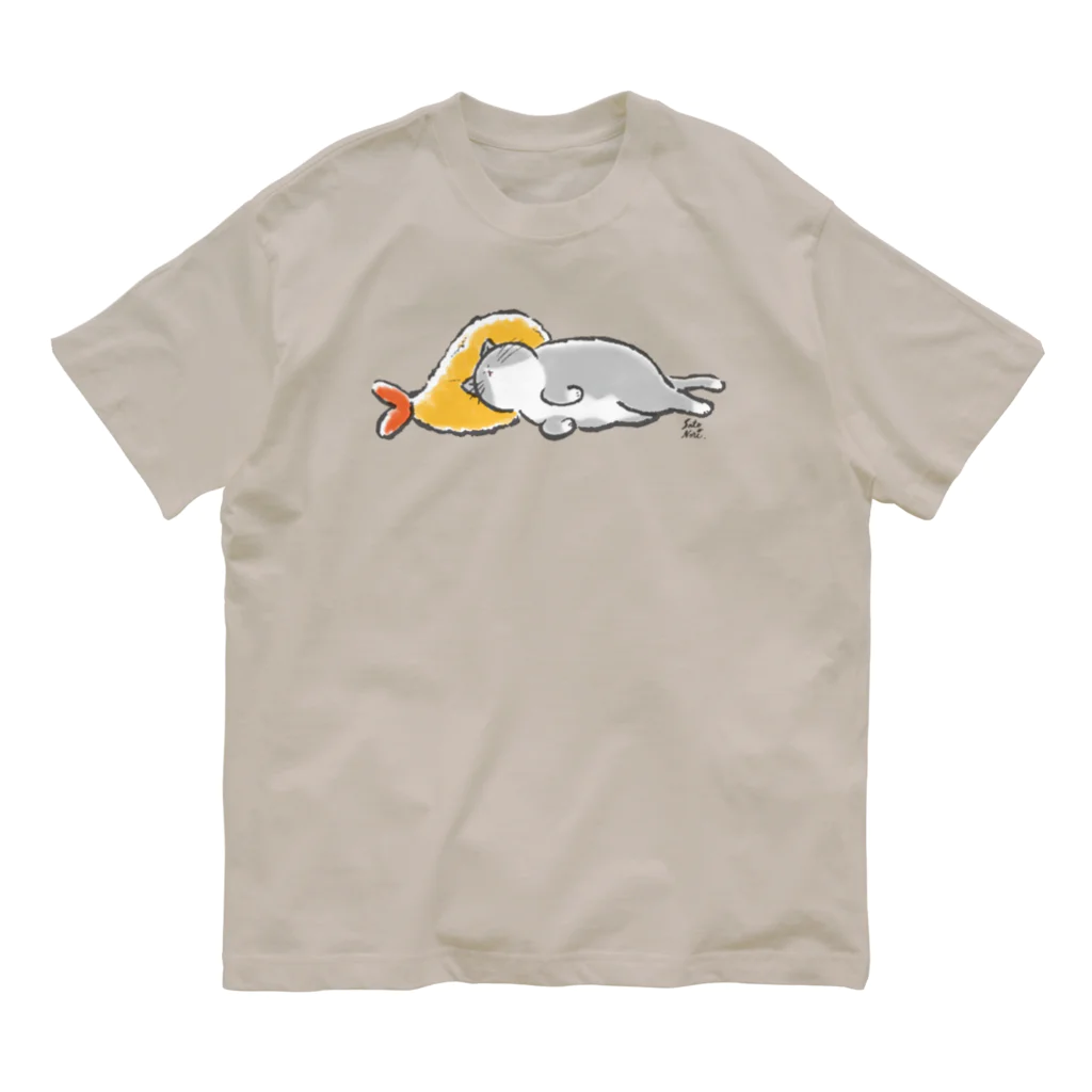 サトウノリコ*のピスピスゆーて寝るネコ【ハチワレグレー】 オーガニックコットンTシャツ