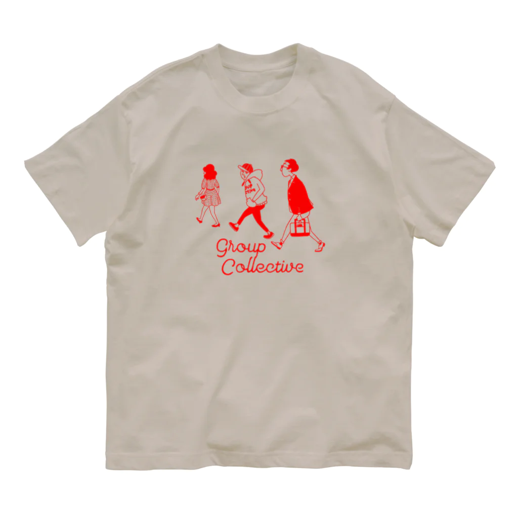 hilo tomula トムラ ヒロのGroup Collective Red Organic Cotton T-Shirt