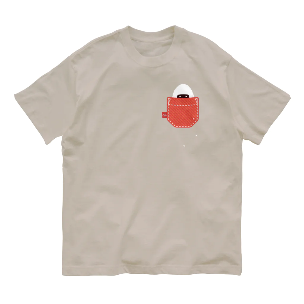 イラスト MONYAAT の🍙おにぎりと一緒　*ポケット🍙 Organic Cotton T-Shirt