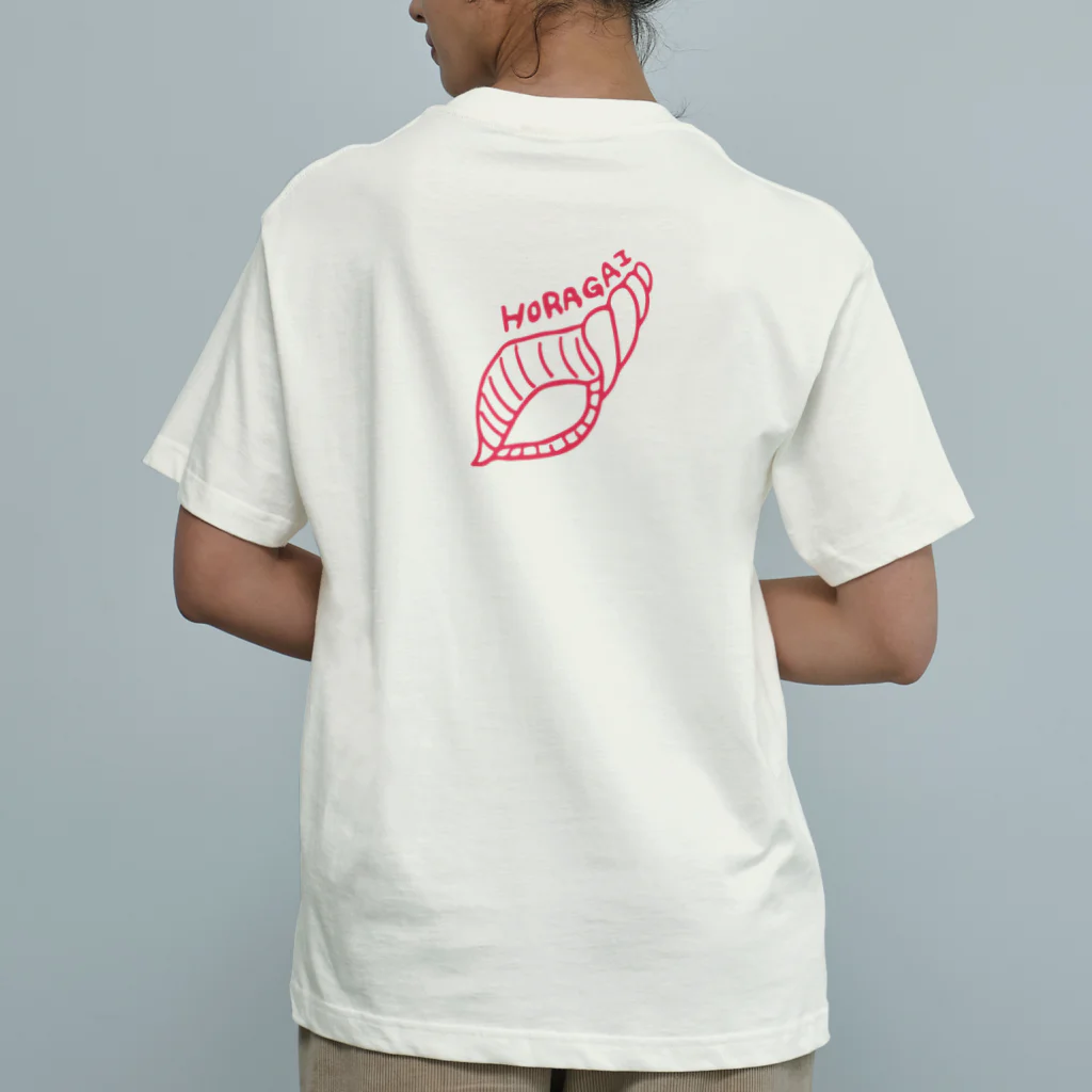 エリアシ刈り上げタイショップのHORAGAI PINK オーガニックコットンTシャツ