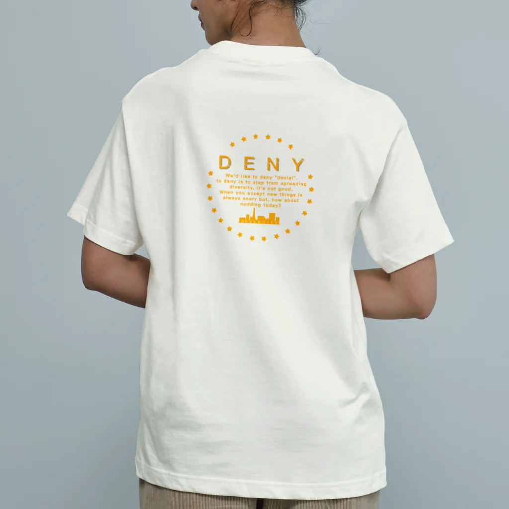 divercityのDENY バックプリントT  オーガニックコットンTシャツ