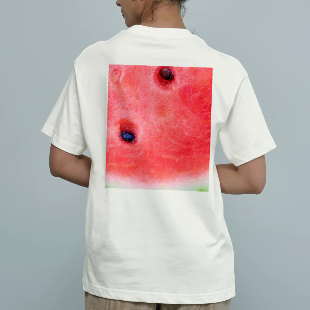 pekopeko no pelo's shop！の🍉［Back print］ オーガニックコットンTシャツ