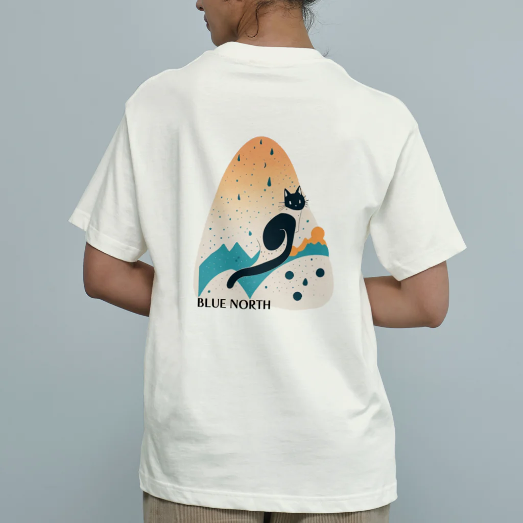 aokitaの【BLUE NORTH】キャットシルエットデザイン オーガニックコットンTシャツ