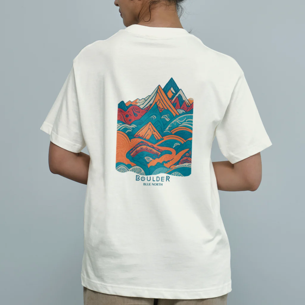 aokitaの【BLUE NORTH】ボルダーデザイン5 オーガニックコットンTシャツ