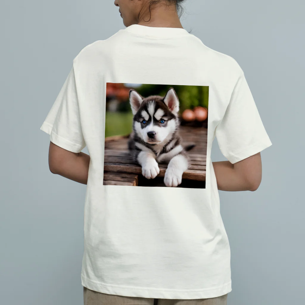 Kybeleのシベリアンハスキーの子犬のグッズ オーガニックコットンTシャツ