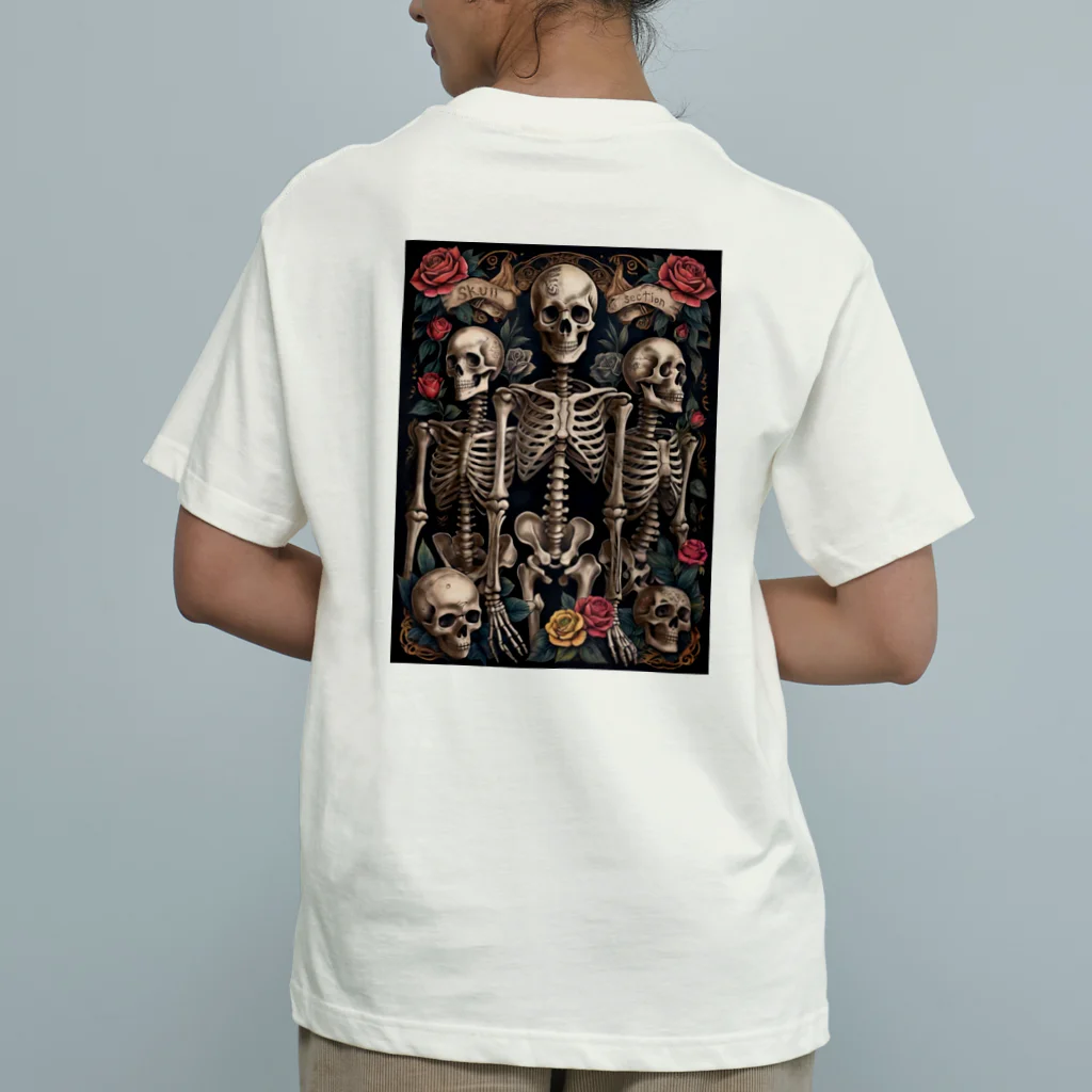 Skull sectionのドクロと薔薇 オーガニックコットンTシャツ