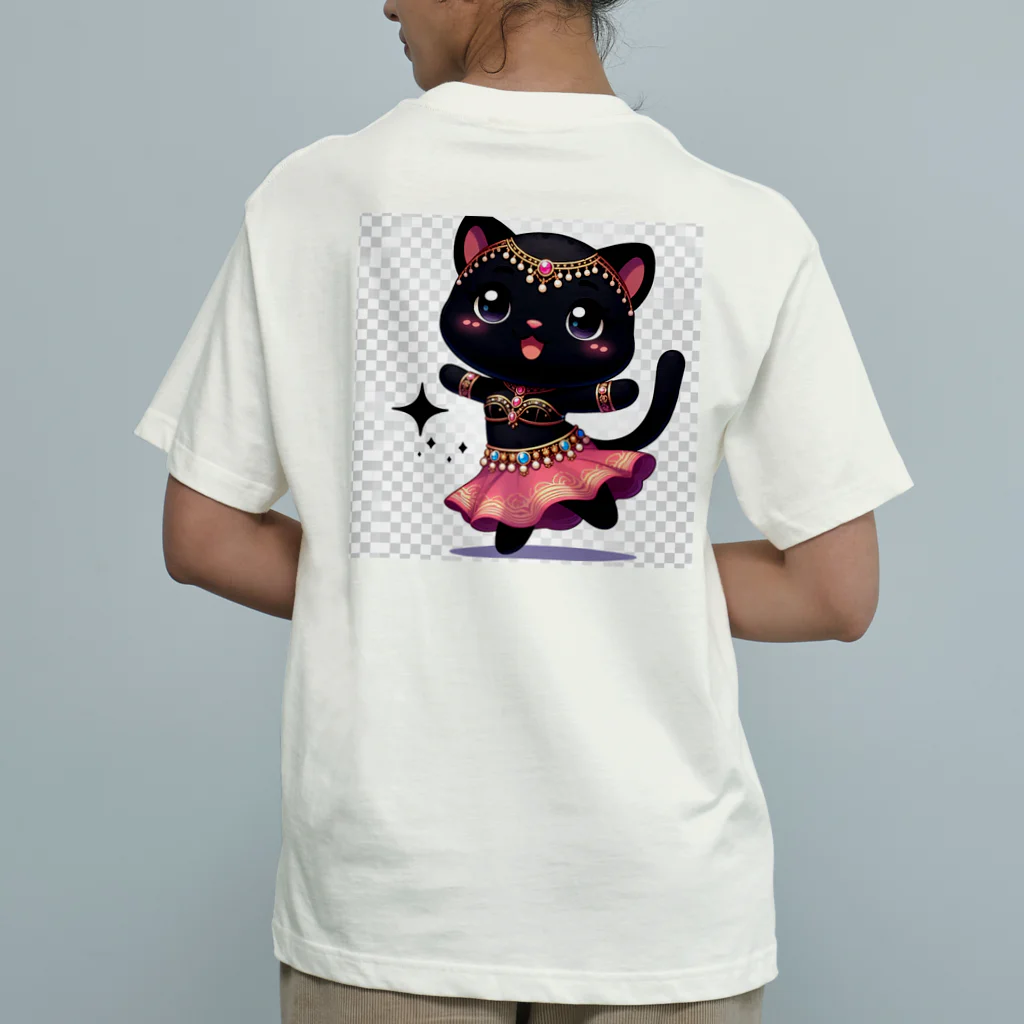 ベリーBellyの黒猫ベリーダンス オーガニックコットンTシャツ