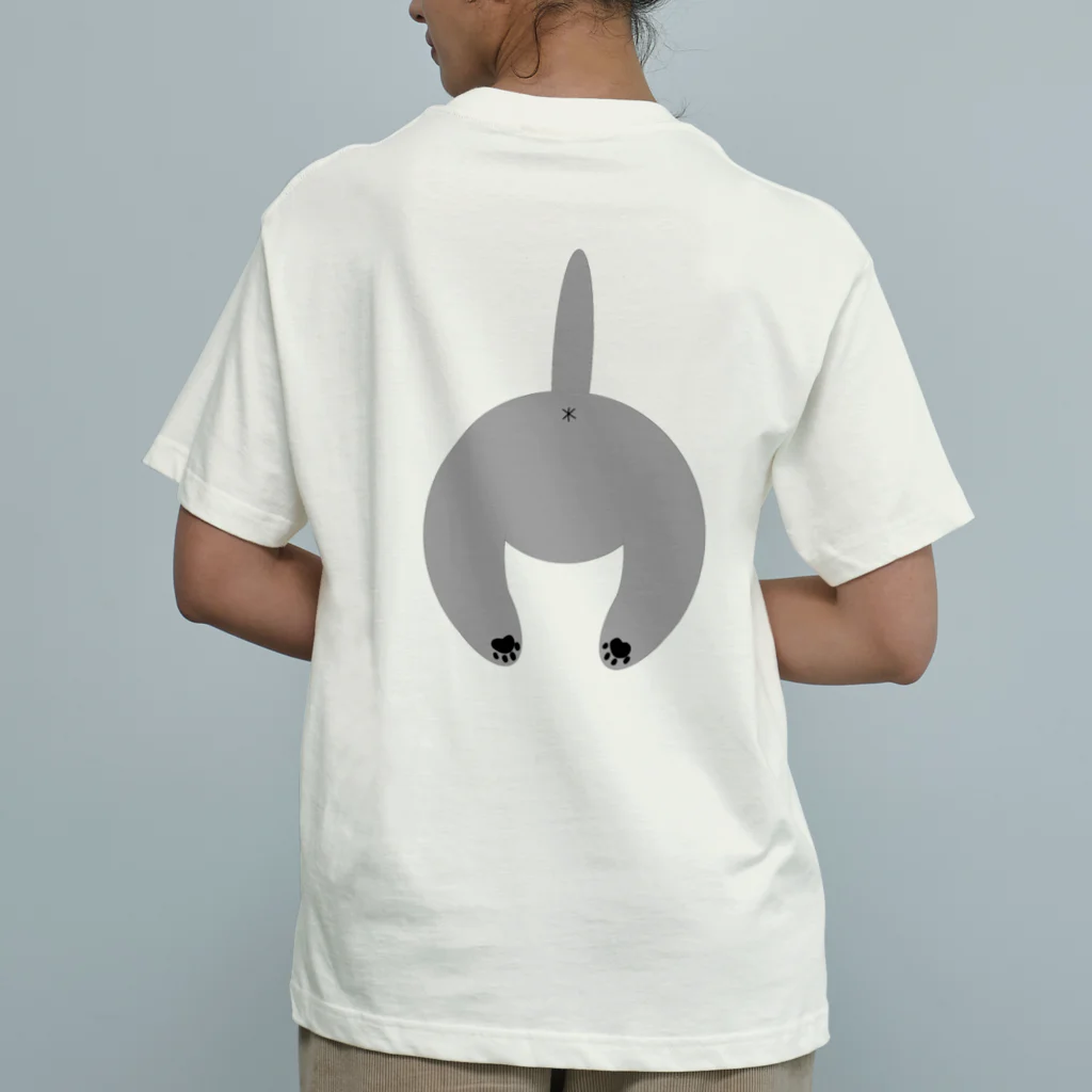 Hanamari のグレー色の猫ちゃんとお尻 Organic Cotton T-Shirt