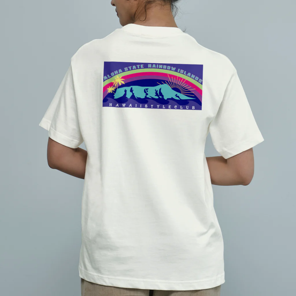 ハワイスタイルクラブの〔Back Print〕 Hawaiian monument オーガニックコットンTシャツ