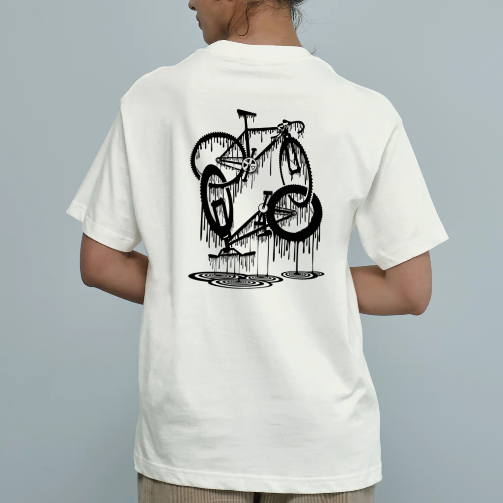 nidan-illustrationのmelted bikes #2 (black ink) オーガニックコットンTシャツ