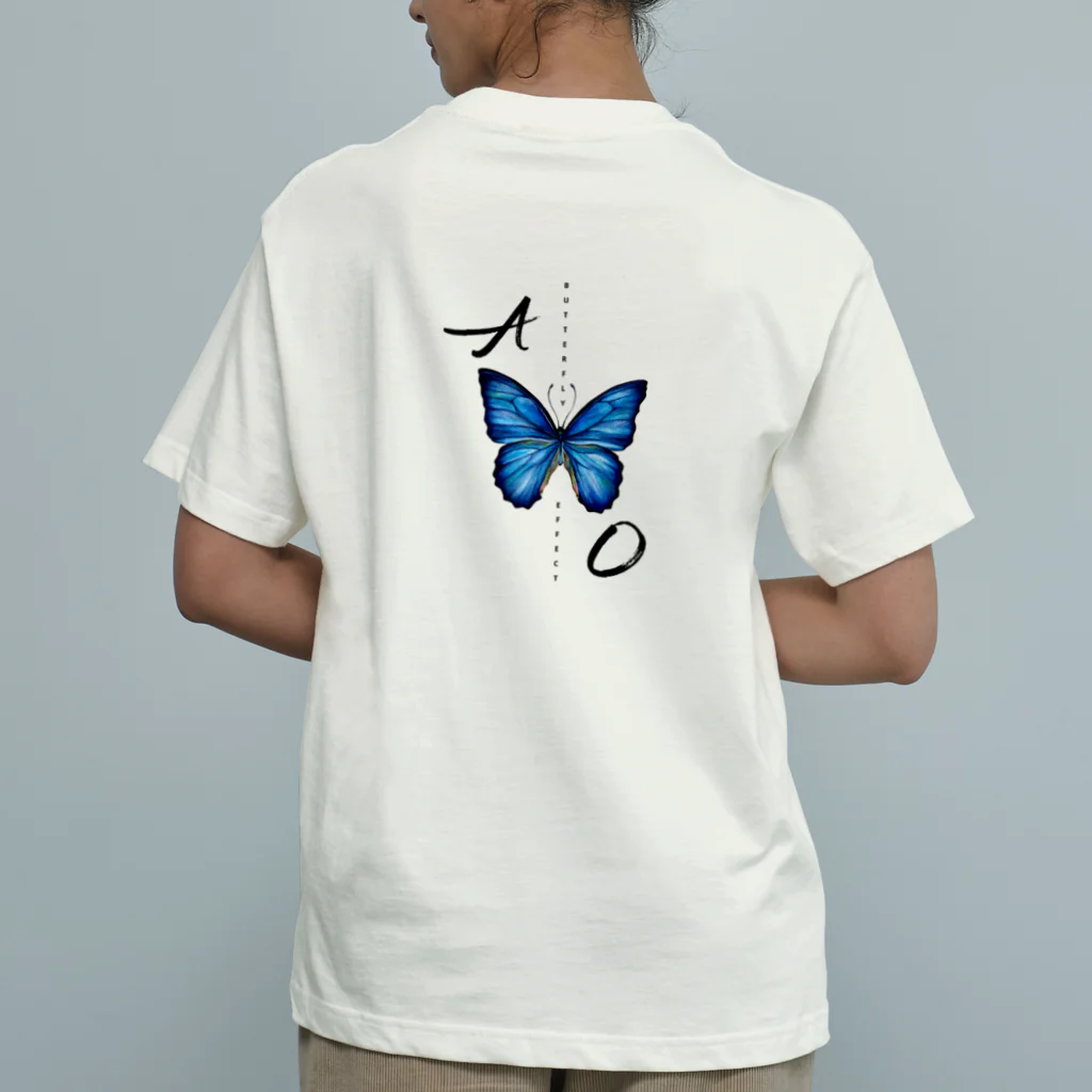 idumi-artの青い蝶　BUTTERFLY  EFFECT オーガニックコットンTシャツ