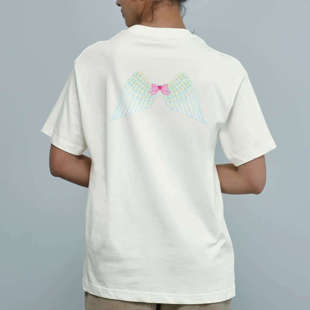 メルティカポエミュウのさくららにゃん(せなかに天使の羽) Organic Cotton T-Shirt