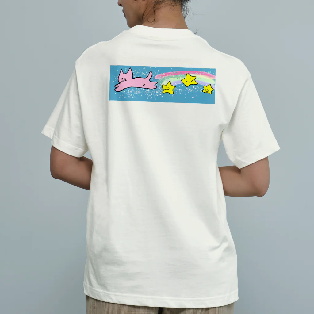 nyankonamidaの空　飛ぶ　ねこ Organic Cotton T-Shirt