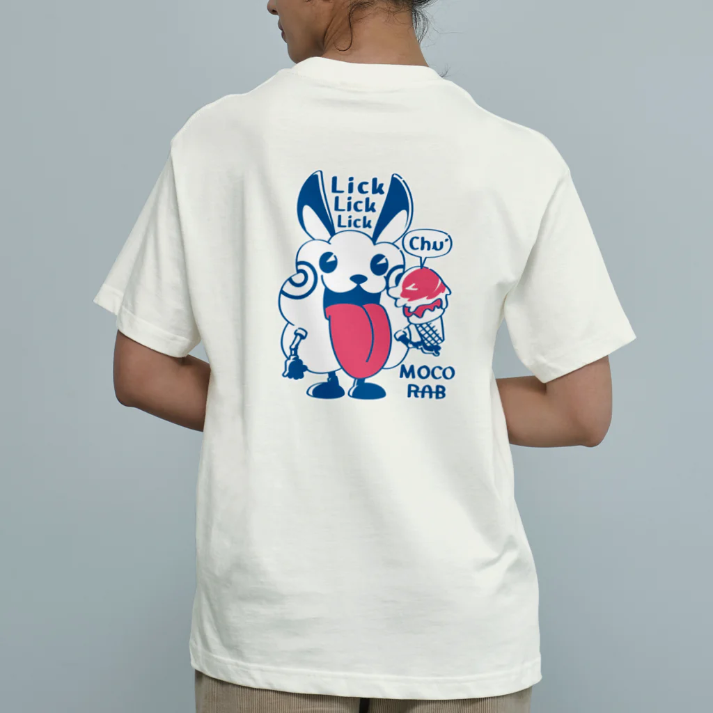 イラスト MONYAAT のバックプリント モコモコラビット1号*Lick Lick Lick Organic Cotton T-Shirt