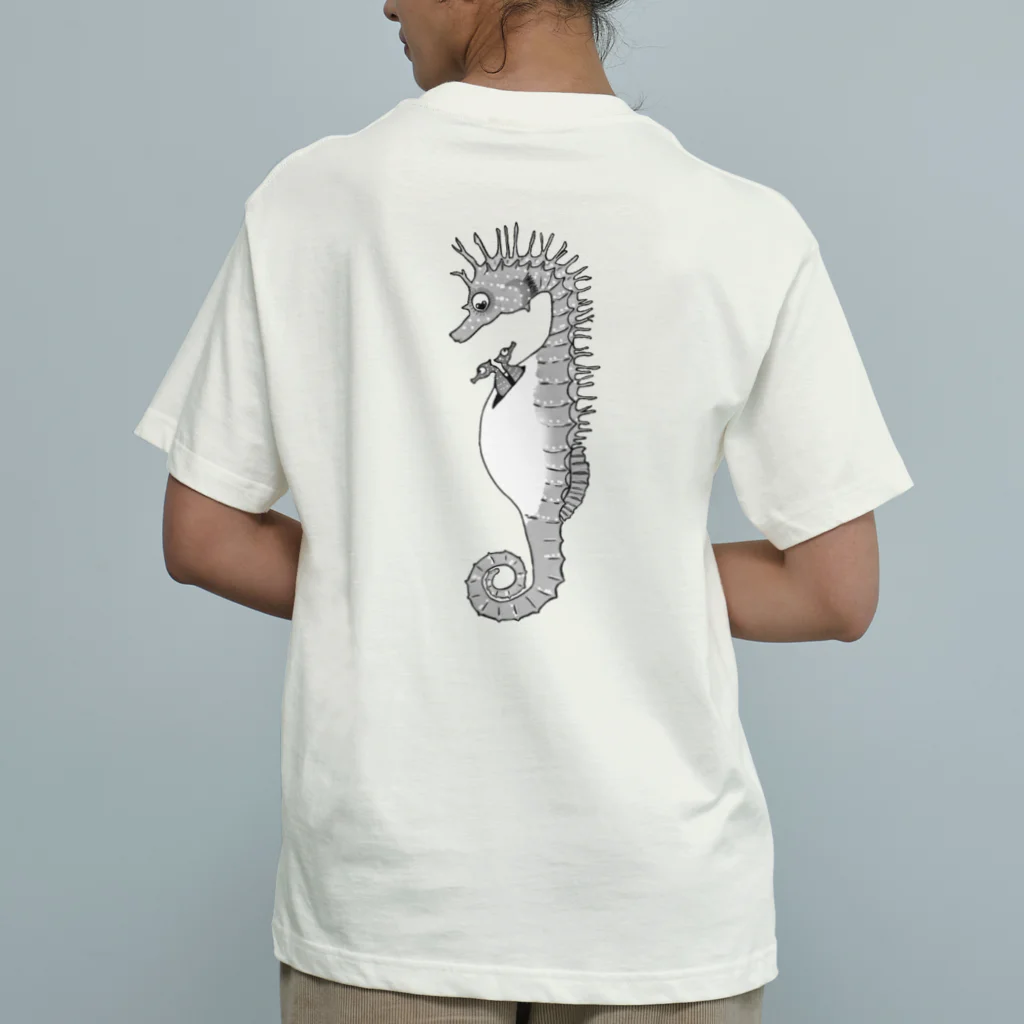 LalaHangeulのタツノオトシゴさんはイクメンです　モノトーン Organic Cotton T-Shirt