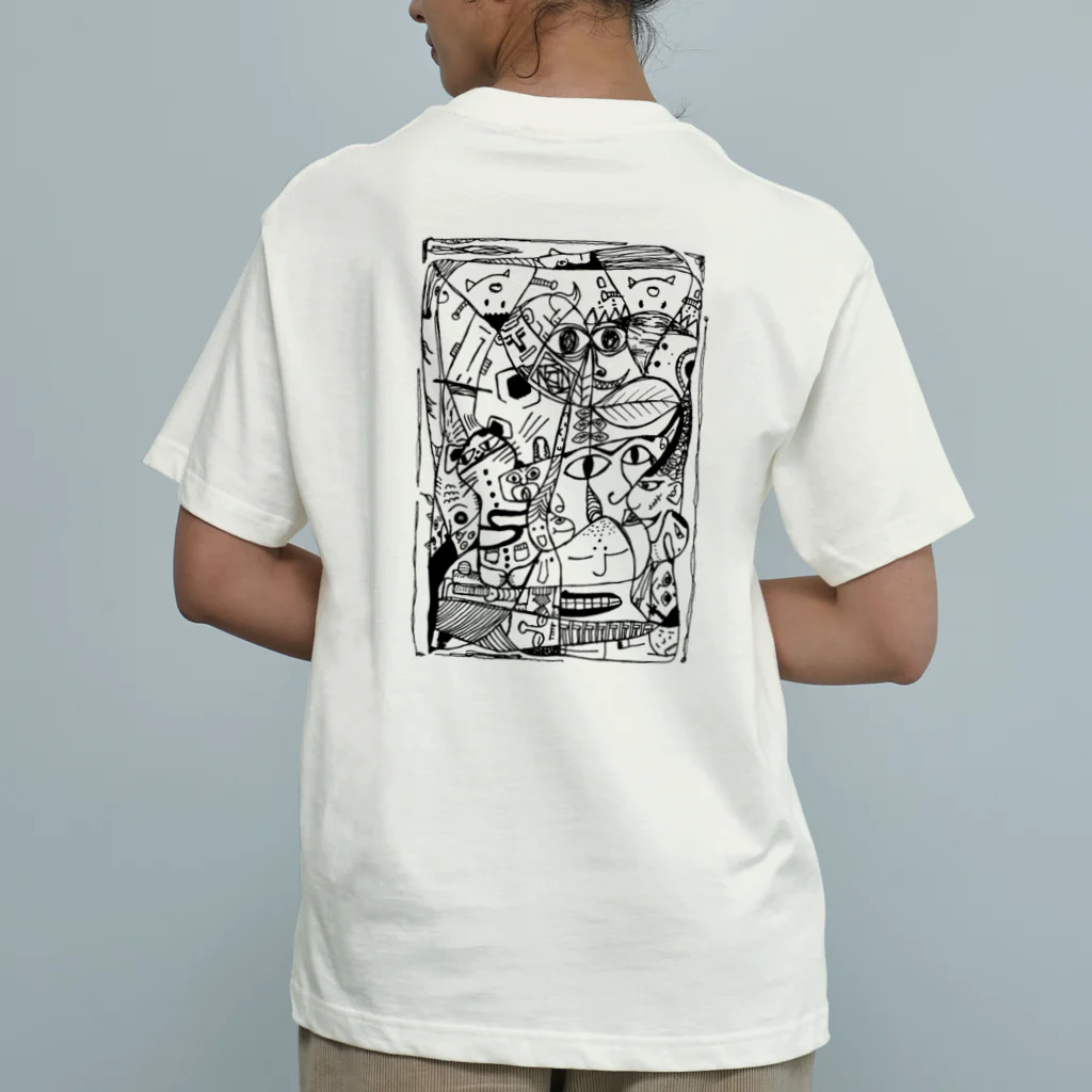 ZIGZIG CIDER GRAPHICのいろんな所にいろんな顔 オーガニックコットンTシャツ