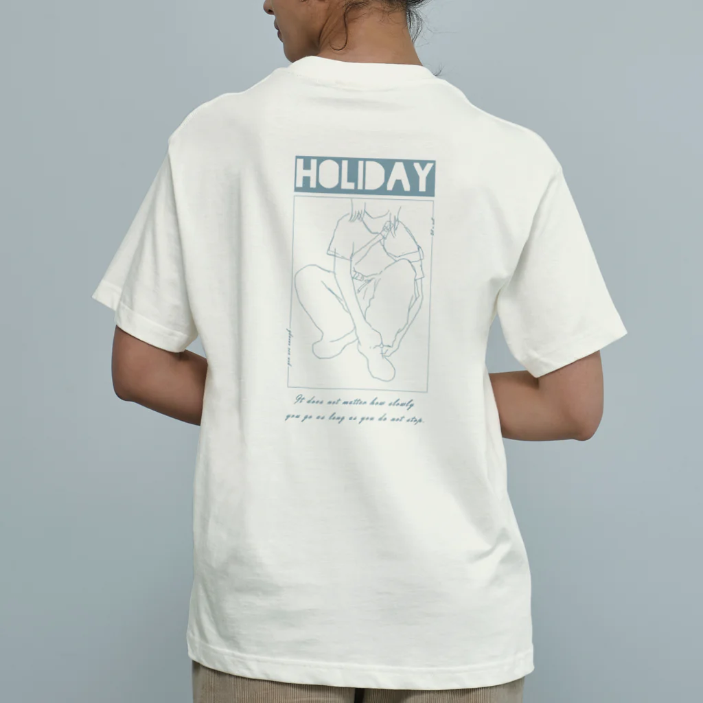 atelier PinoMiのHOLIDAY ( ブルー ) オーガニックコットンTシャツ