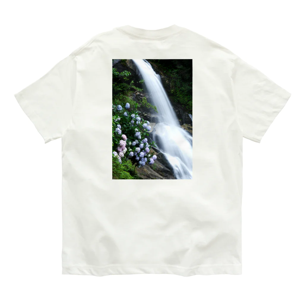 小佐々塾の滝とアジサイ Organic Cotton T-Shirt