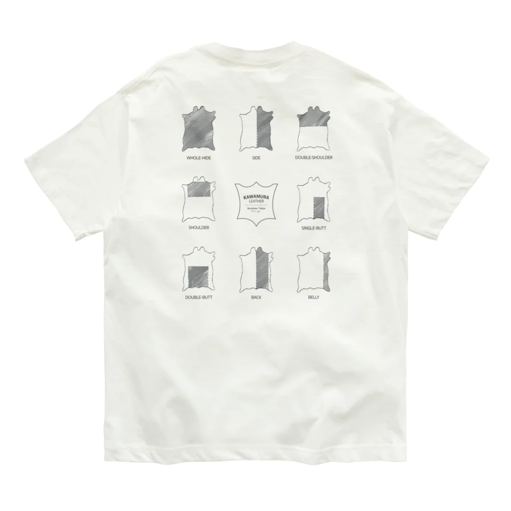 KL-storeのバックプリントT #01 革の部位 Organic Cotton T-Shirt