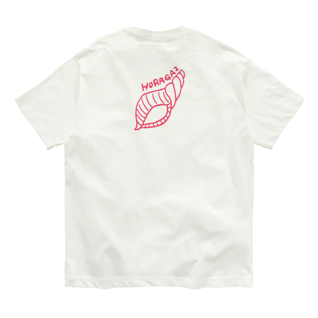 エリアシ刈り上げタイショップのHORAGAI PINK オーガニックコットンTシャツ