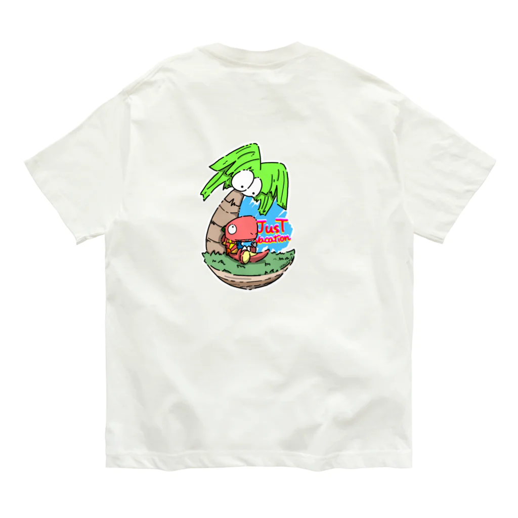 HxA paintshopの恐竜のトレックス　バケーションver オーガニックコットンTシャツ