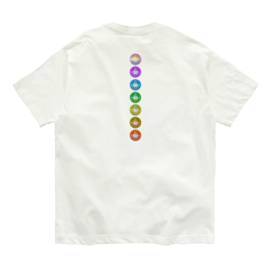 💖宇宙整体♪🌈♪こころからだチャンネル♪💖のFlower of  Life waving  🌈LOGO version オーガニックコットンTシャツ