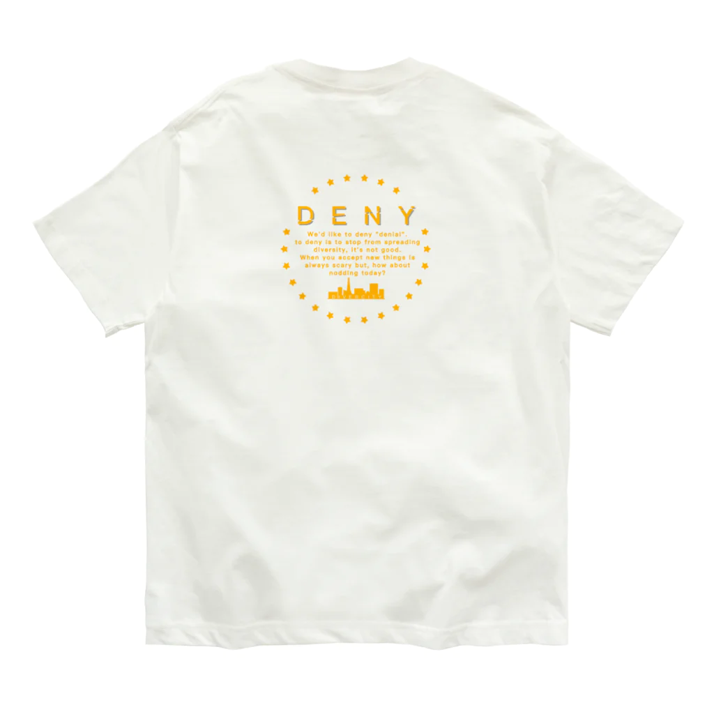 divercityのDENY バックプリントT  オーガニックコットンTシャツ