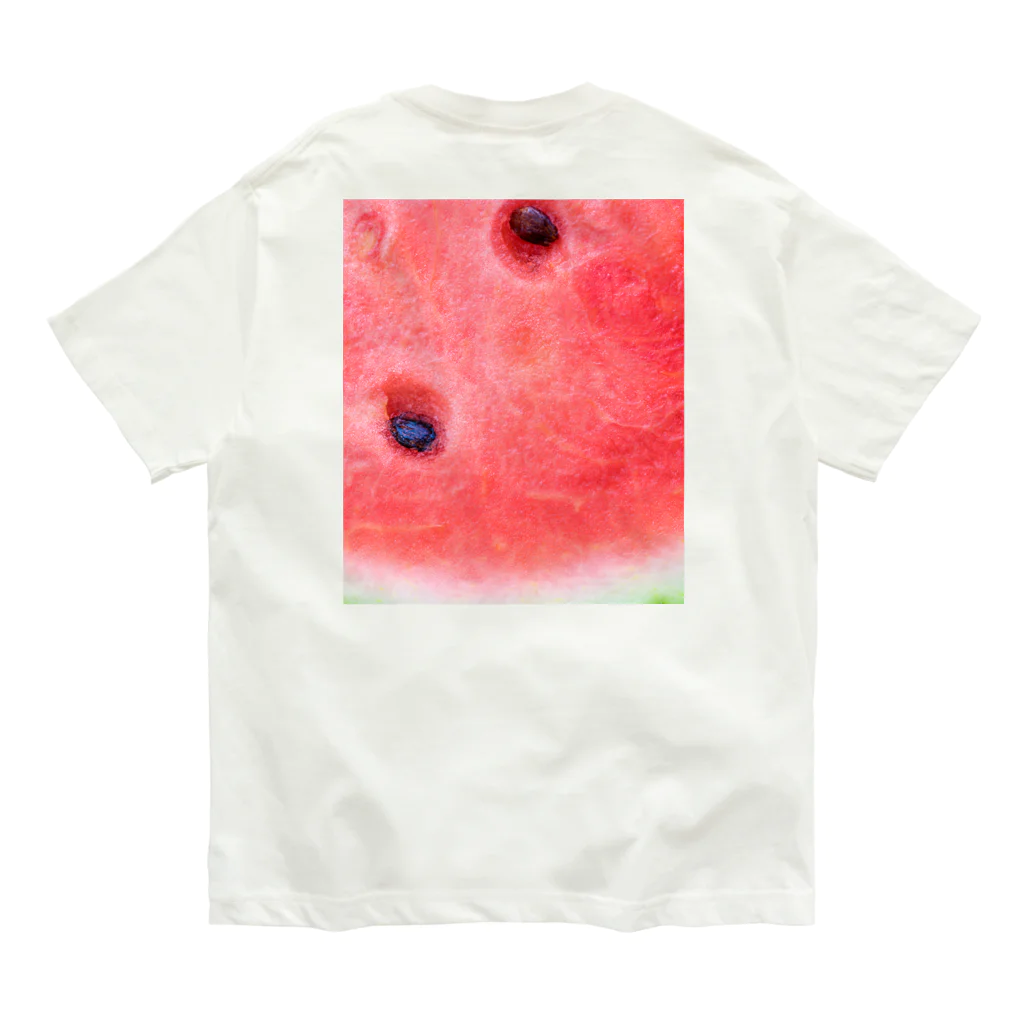 pekopeko no pelo's shop！の🍉［Back print］ オーガニックコットンTシャツ