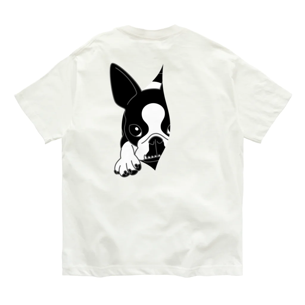 コチ(ボストンテリア)のバックプリント:飛び出すボストンテリア[v2.8k] Organic Cotton T-Shirt