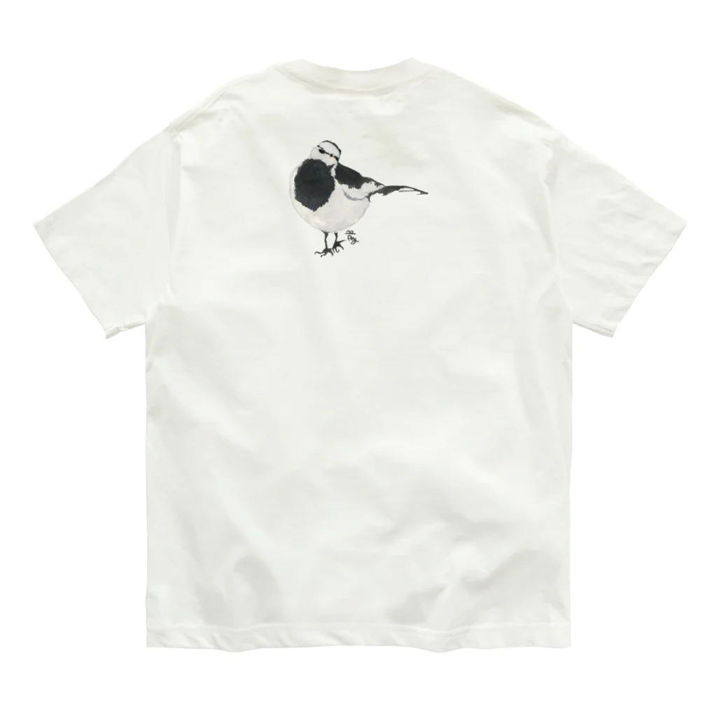 野鳥のレイチェル屋のハクセキレイのお腹 オーガニックコットンTシャツ