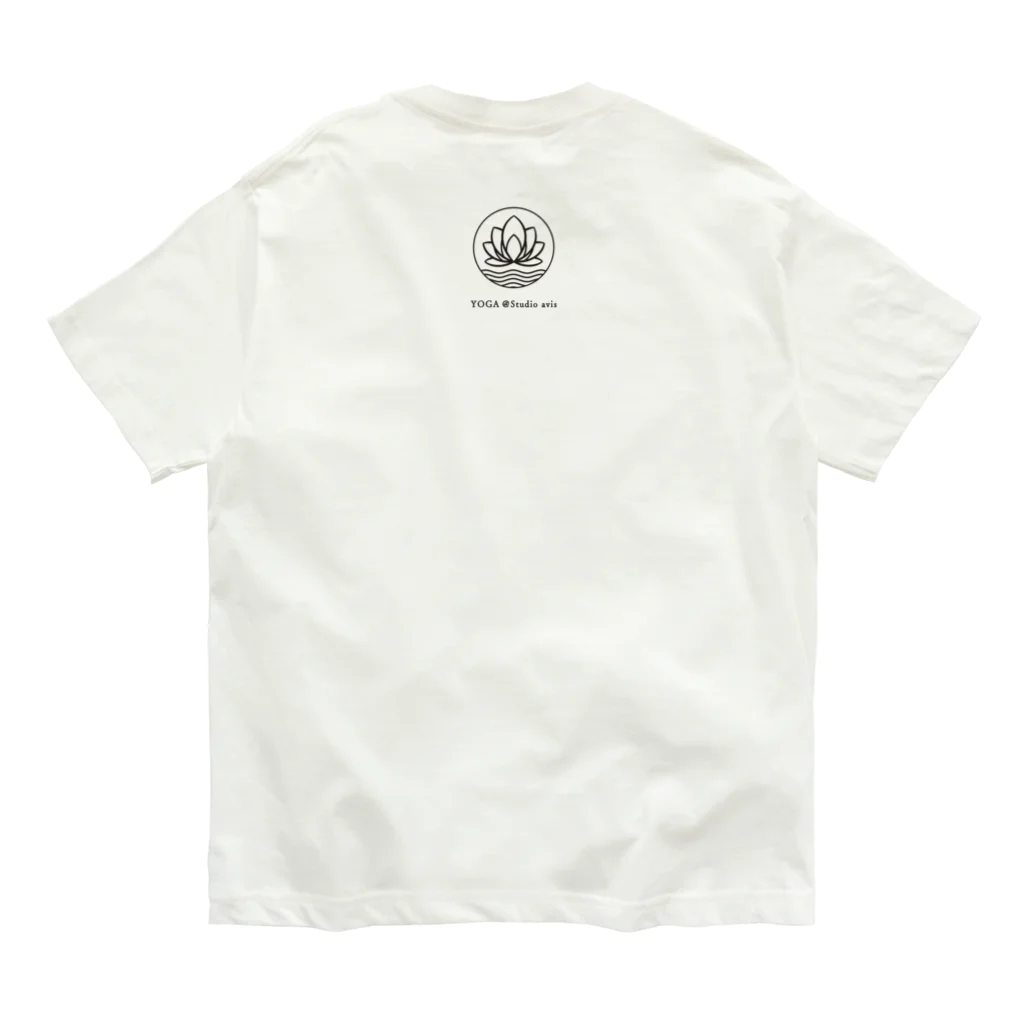 Studio avisのSun Salutation（ブラックプリント） オーガニックコットンTシャツ