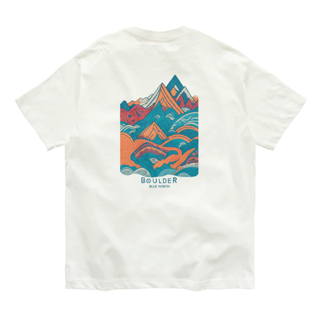 aokitaの【BLUE NORTH】ボルダーデザイン5 オーガニックコットンTシャツ