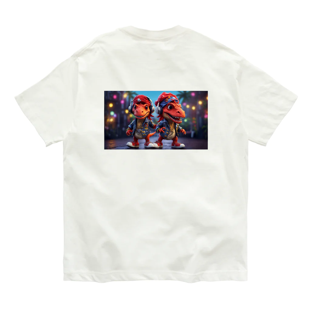 cha-yanのフェス好き恐竜 オーガニックコットンTシャツ