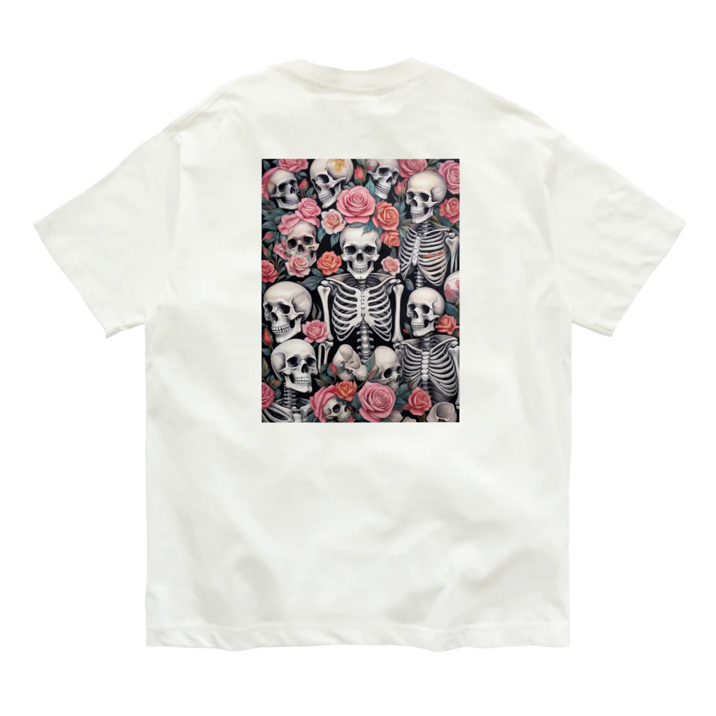 Skull sectionの薔薇とドクロ オーガニックコットンTシャツ