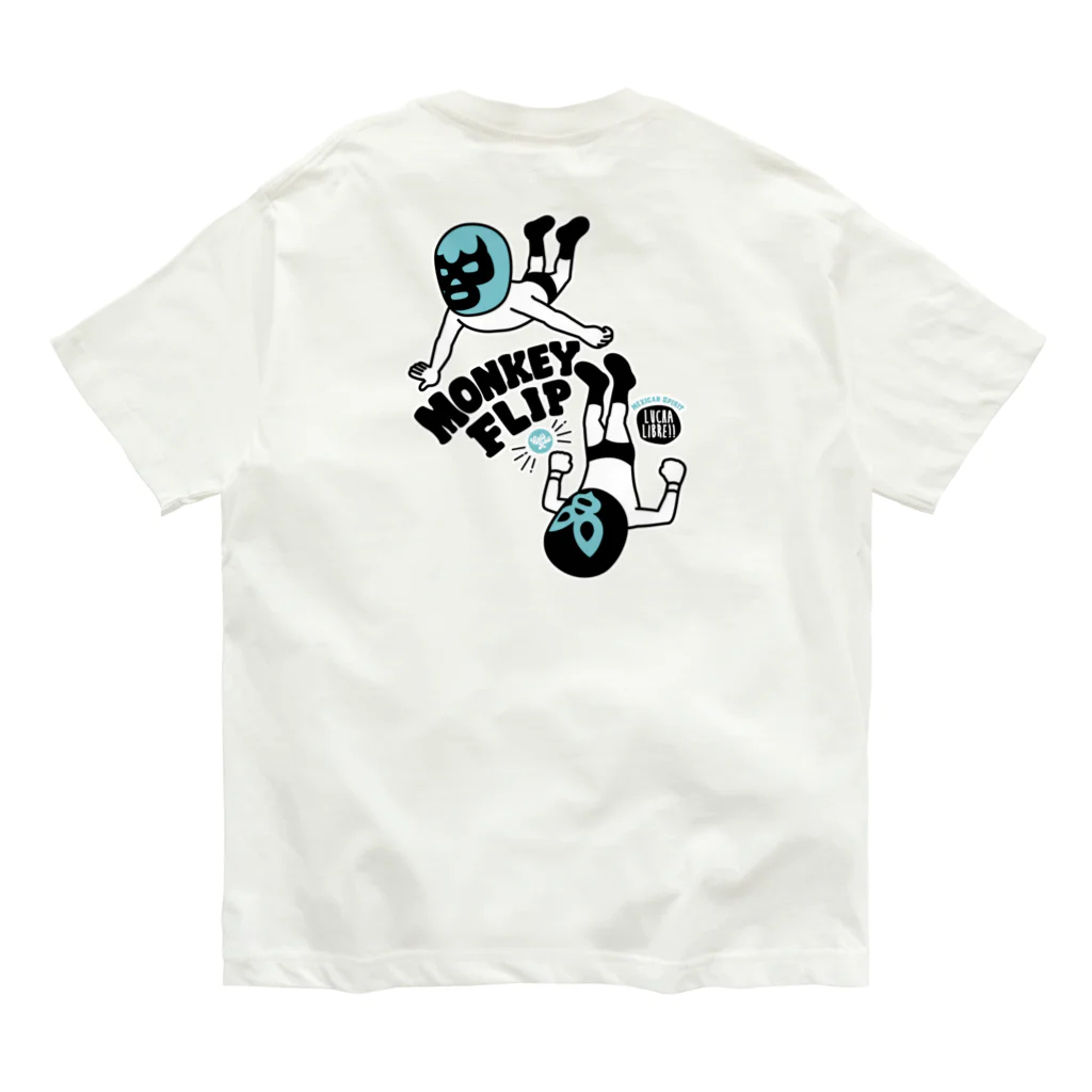 LUCHAの(バックプリント)MONKEY FLIP オーガニックコットンTシャツ