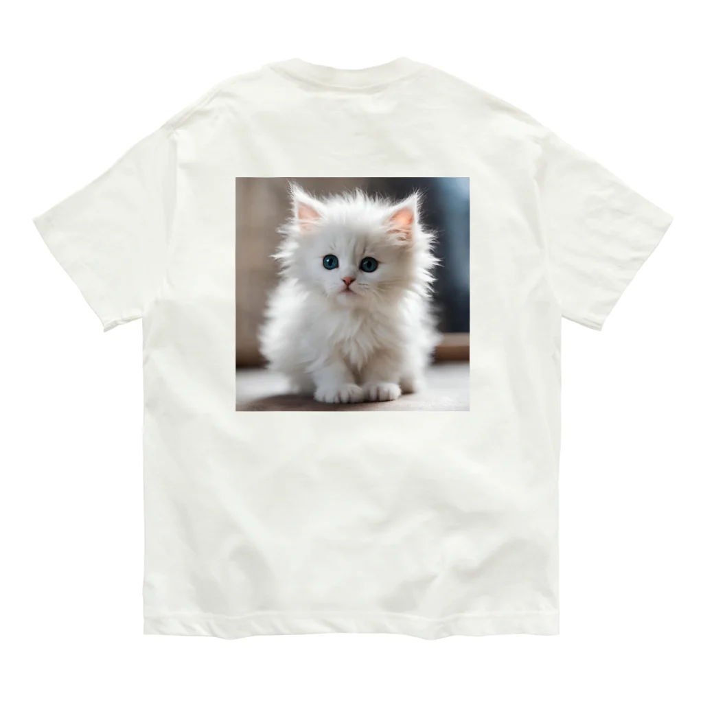 SkyBlueのキュートな子猫 オーガニックコットンTシャツ