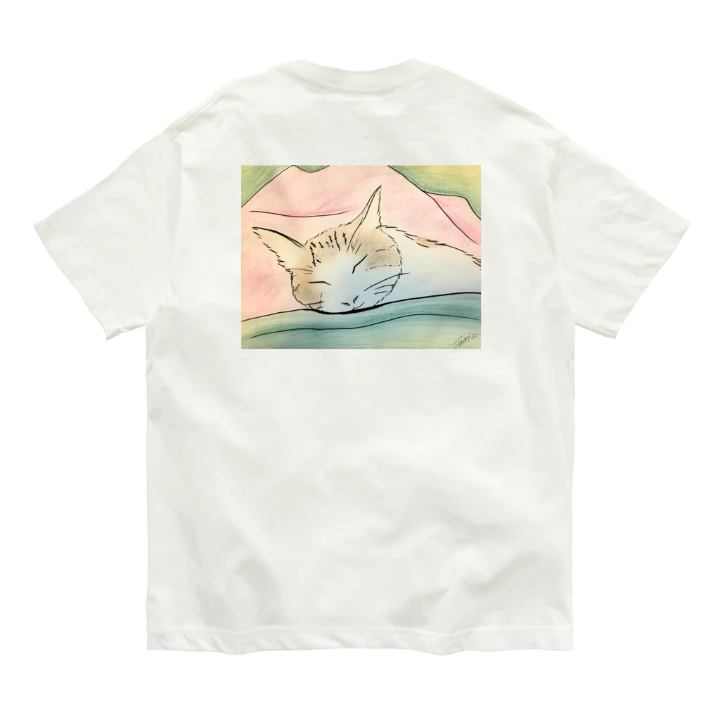 ハンドメイドSaoriのねこ♡寝子 オーガニックコットンTシャツ