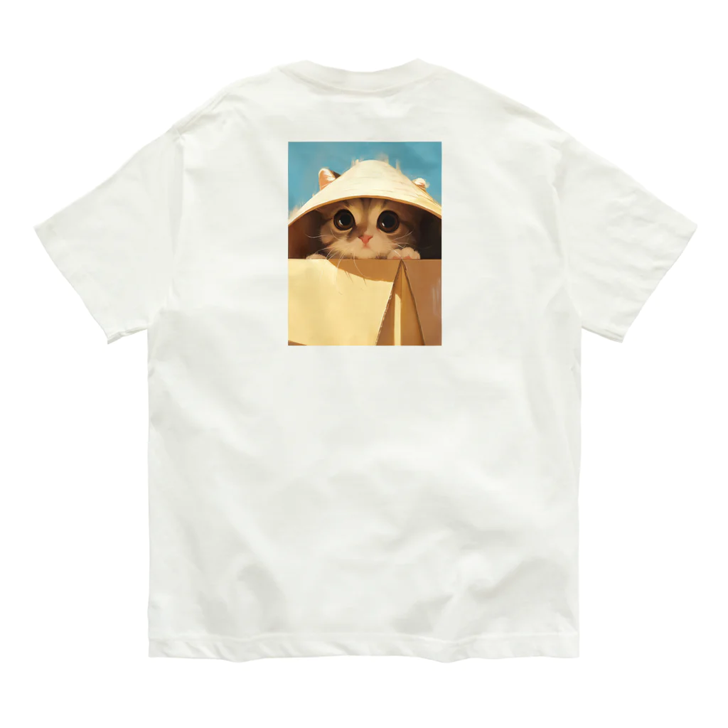 AQUAMETAVERSEの箱からのぞいている子猫　ラフルール　1859 Organic Cotton T-Shirt