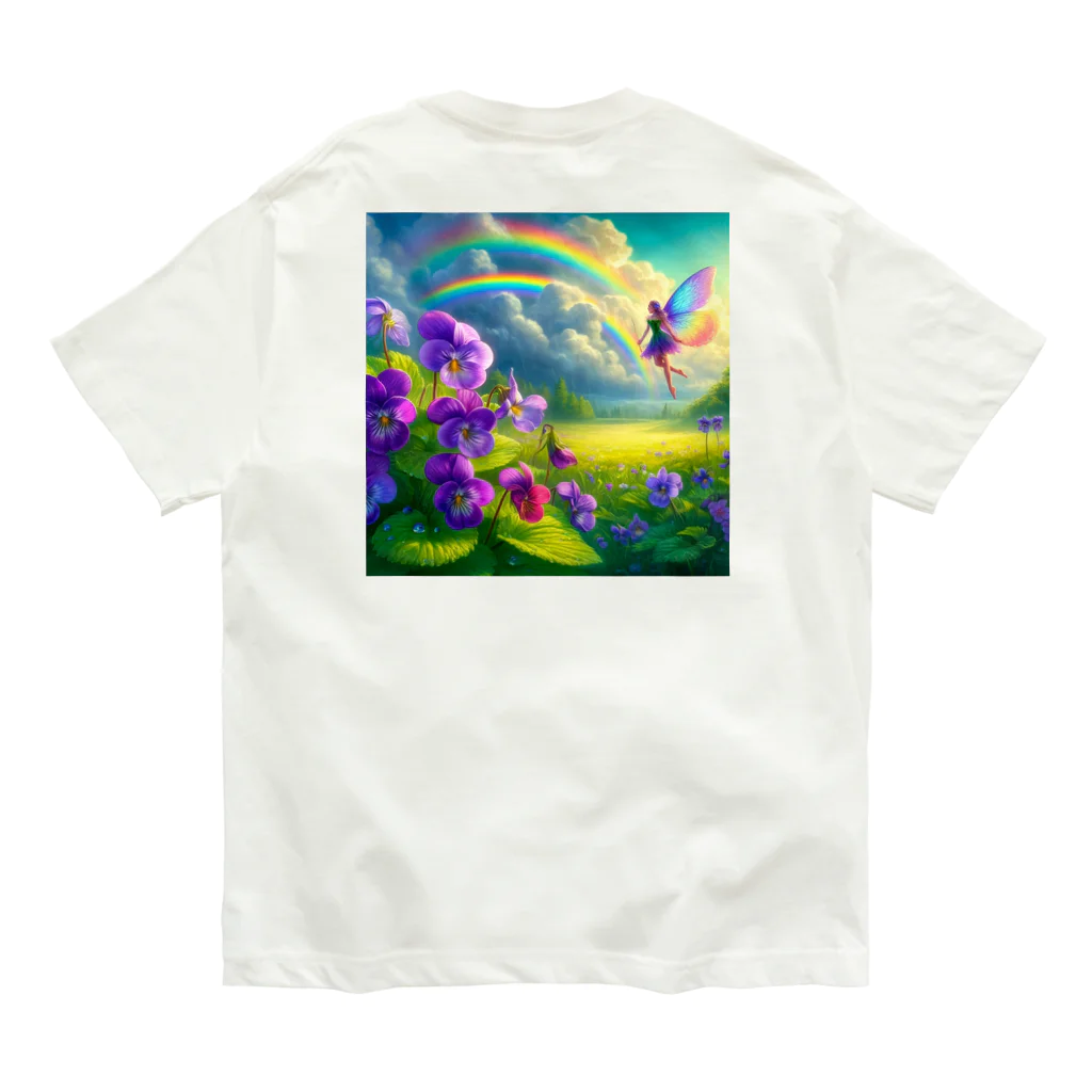かるるんショップのアヤメと虹と妖精と Organic Cotton T-Shirt