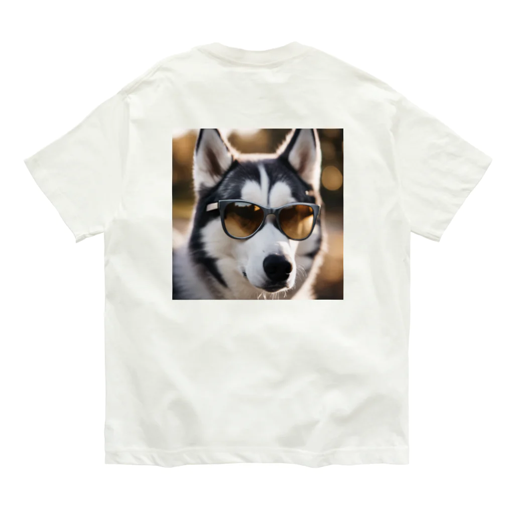 naftethのスパイ犬コードネームハスキー オーガニックコットンTシャツ