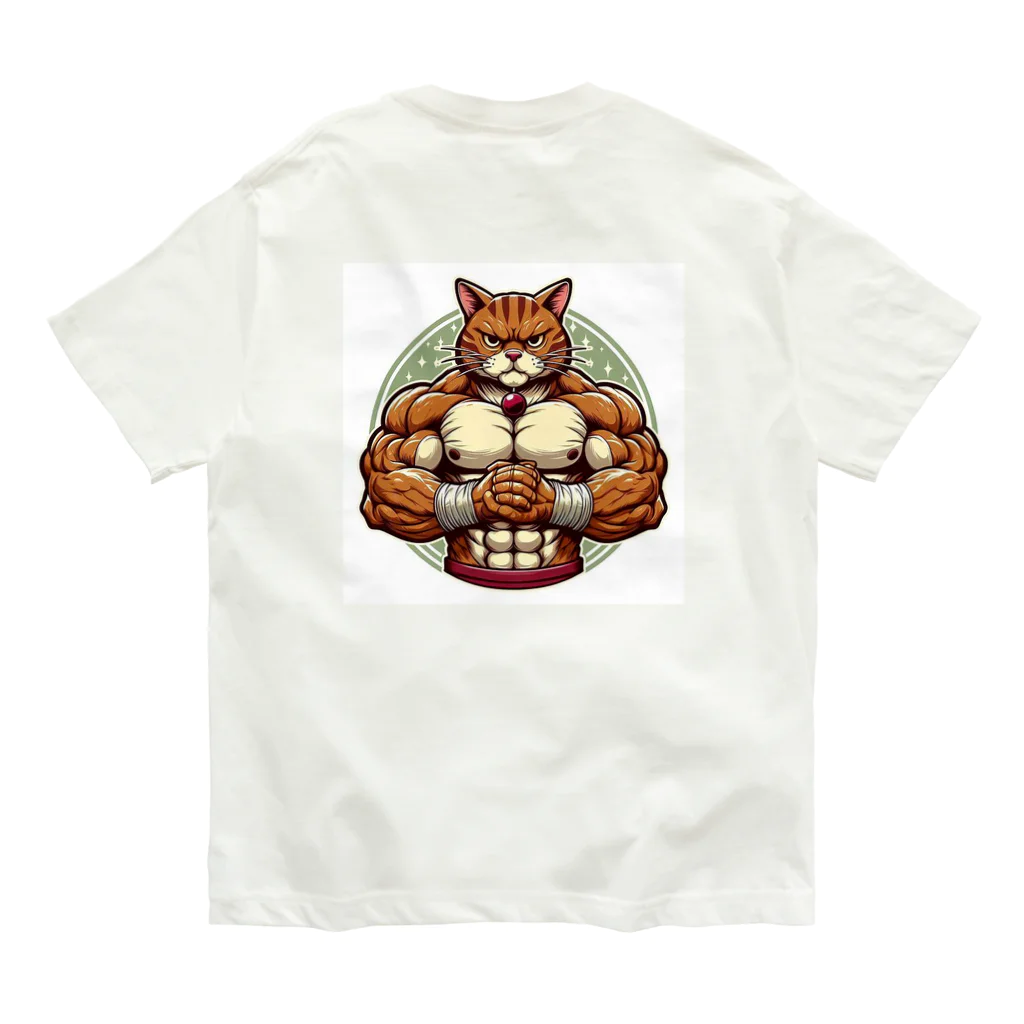 MUSCLE CAT 🐈🐈‍⬛のマッスルキャット　キジ虎 オーガニックコットンTシャツ